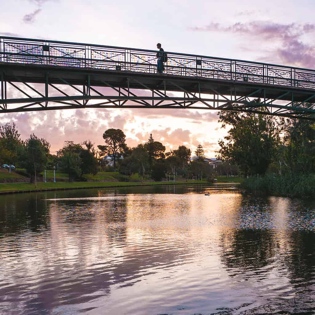 River Torrens bridge at sunset