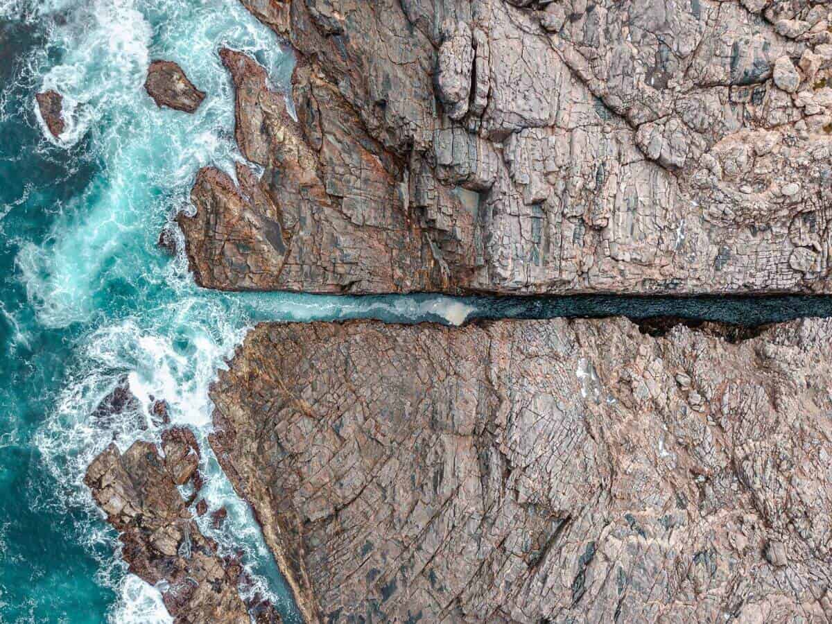 Drone photo of Theakstone Crevasse at Whalers Way