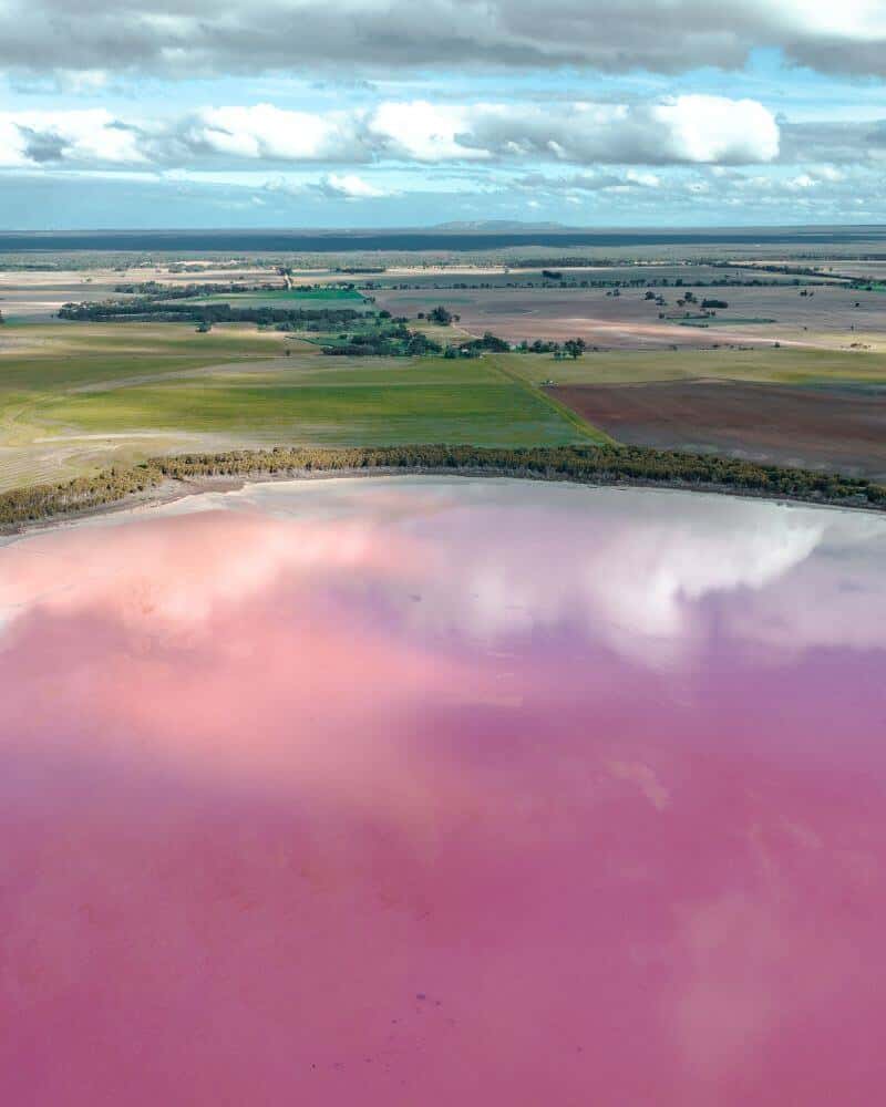 Pink lakes Australia -aerial view