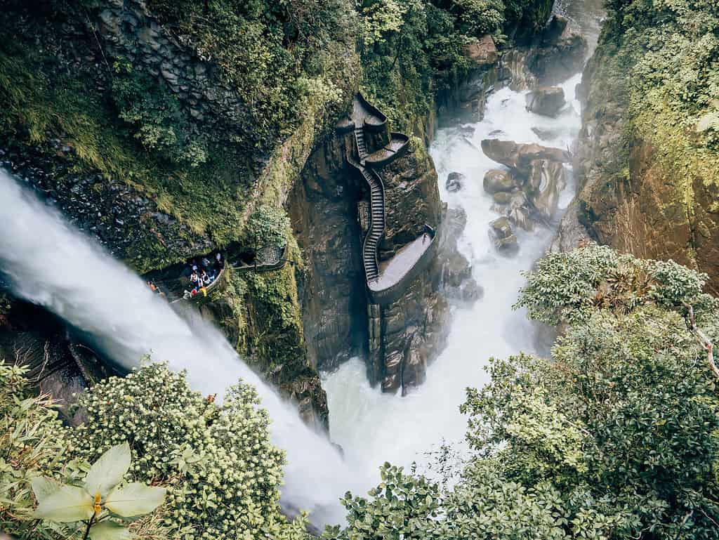Looking down at the waterfall - Pailon del Diablo - Banos - Ecuador