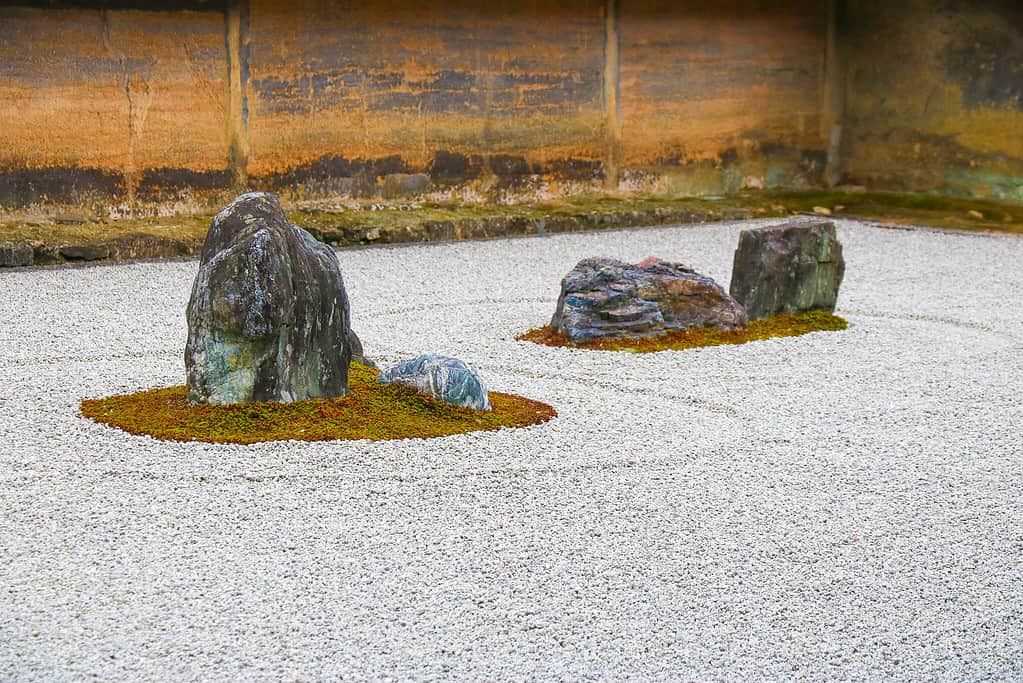 Ryoan Ji Shrine - rocks surrounded by white gravel